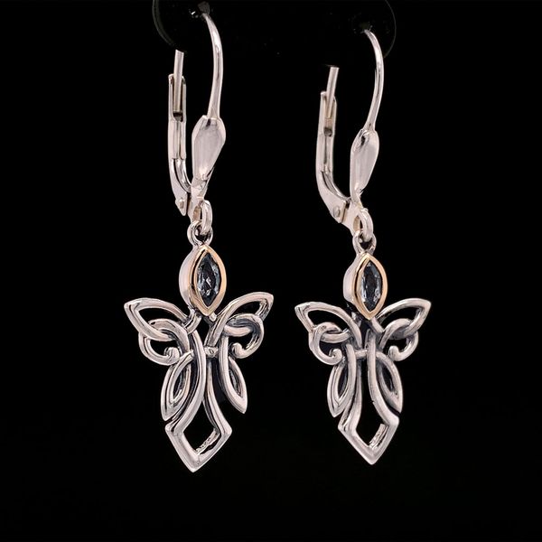 Keith Jack Celtic  Blue Topaz Guardian Angel Earrings Image 3 Geralds Jewelry Oak Harbor, WA