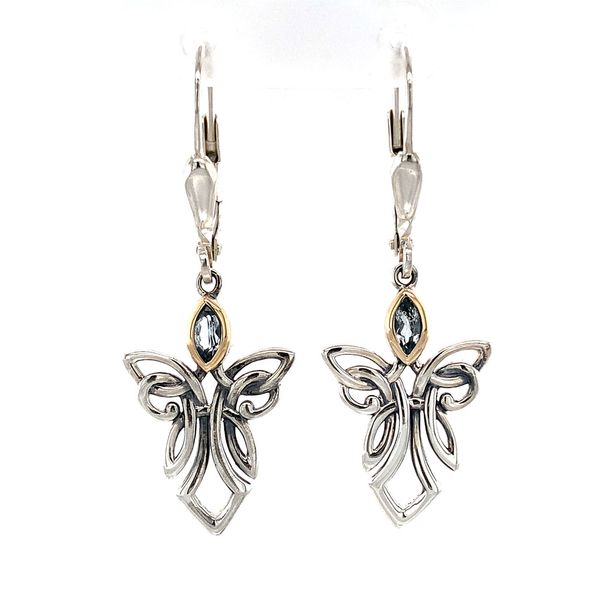 Keith Jack Celtic  Blue Topaz Guardian Angel Earrings Image 4 Geralds Jewelry Oak Harbor, WA