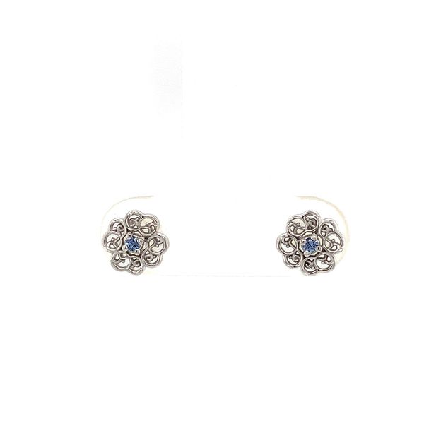Filigree Flower Yogo Sapphire Earrings Image 4 Geralds Jewelry Oak Harbor, WA