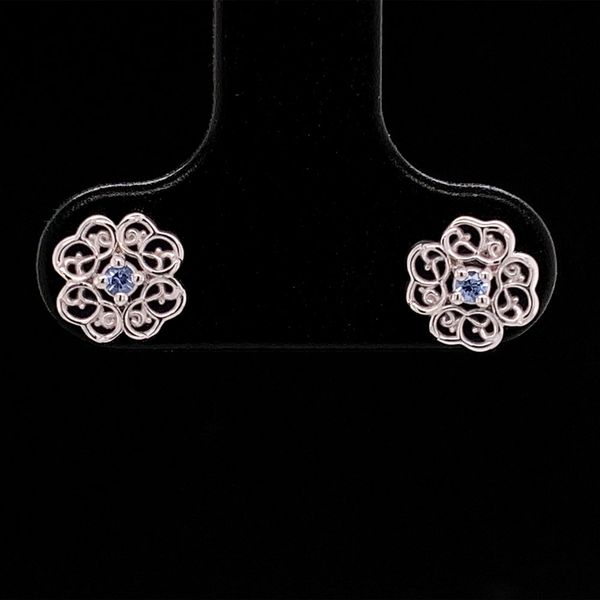 Filigree Flower Yogo Sapphire Earrings Geralds Jewelry Oak Harbor, WA