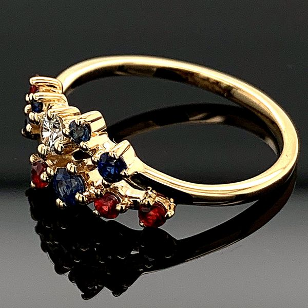 Diamond, Blue Sapphire, and Fire Ruby Fashion Ring Image 2 Geralds Jewelry Oak Harbor, WA