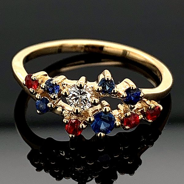 Diamond, Blue Sapphire, and Fire Ruby Fashion Ring Geralds Jewelry Oak Harbor, WA