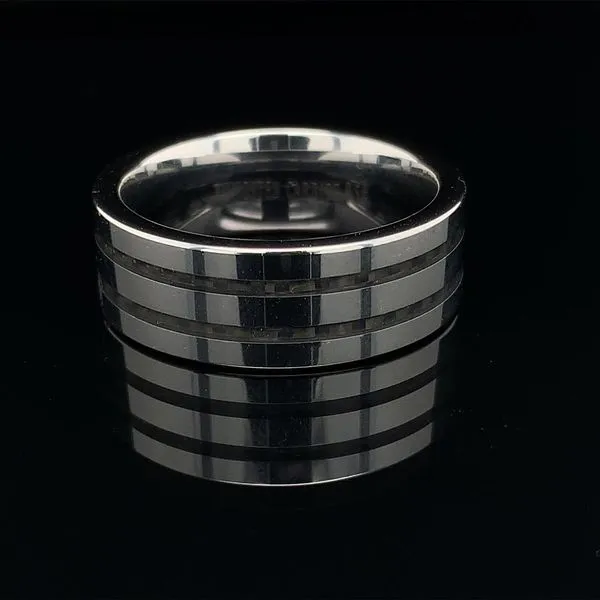 Tungsten Band With Double Black Carbon Fiber Inlay Geralds Jewelry Oak Harbor, WA
