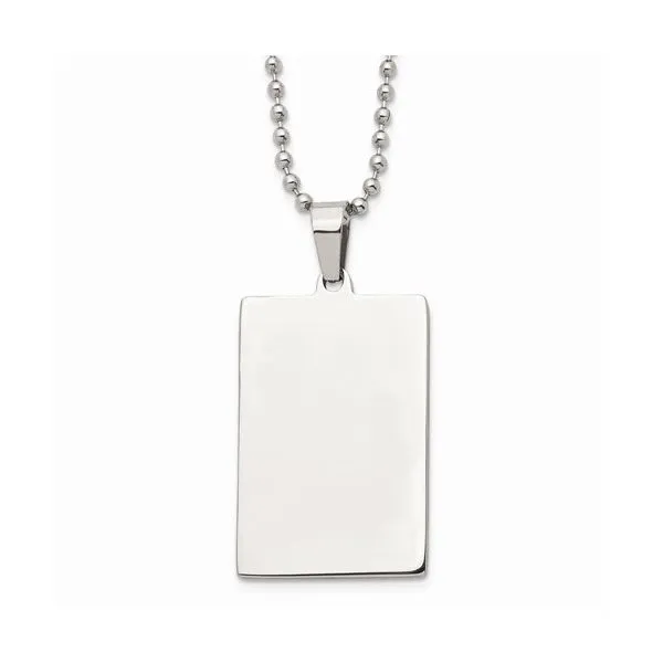 Stainless Steel Brushed and Polished Squared Dog Tag Geralds Jewelry Oak Harbor, WA