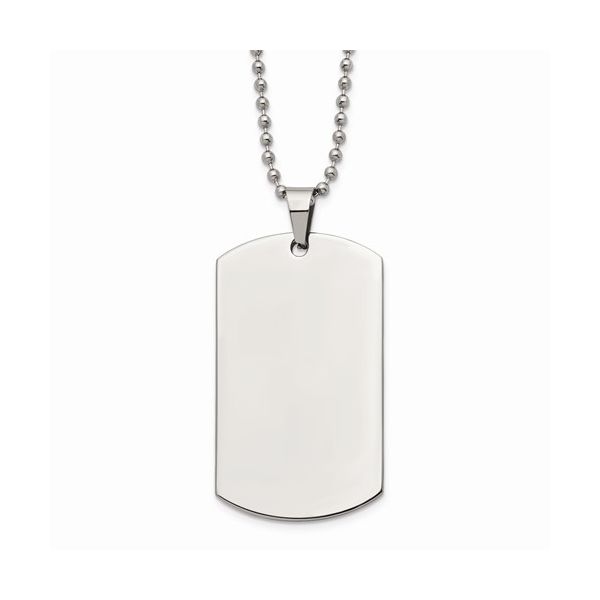 Stainless Steel Brushed and Polished Rounded Edge Dog Tag Geralds Jewelry Oak Harbor, WA