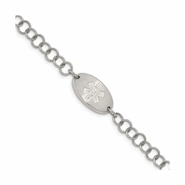 Brushed Stainless Steel Medical Alert Bracelet Geralds Jewelry Oak Harbor, WA