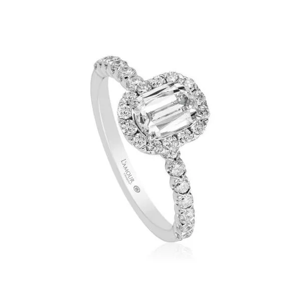 14K Rose Gold L'AMOUR Center Diamond Halo Engagement Ring Gary J. Long Jewelers Stockton, CA