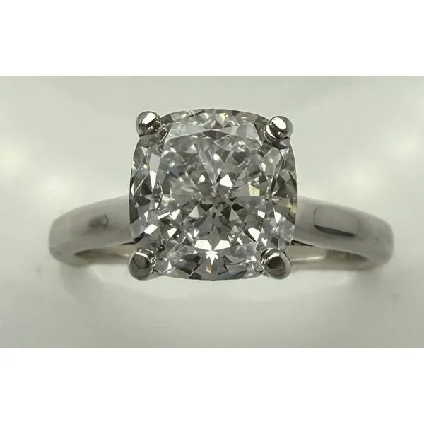 14KW LAB GROWN SQUARE CUSHION HIDDEN HALO SOLITAIRE ENGAGEMENT RING Gary J. Long Jewelers Stockton, CA
