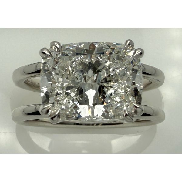 14KW LAB GROWN ELONGATED CUSHION SPLIT SHANK DIAMOND RING Gary J. Long Jewelers Stockton, CA