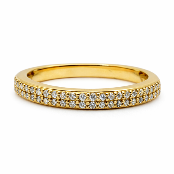 14K Yellow Gold 2-Row Diamond Wedding Band Gary J. Long Jewelers Stockton, CA