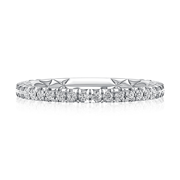 14K White Gold Diamond Wedding Band Image 2 Gary J. Long Jewelers Stockton, CA
