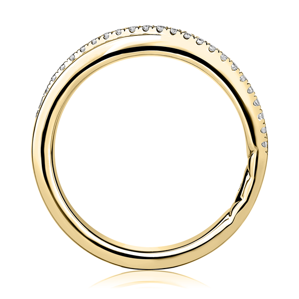 14K Yellow Gold Diamond Crossover Band Image 2 Gary J. Long Jewelers Stockton, CA