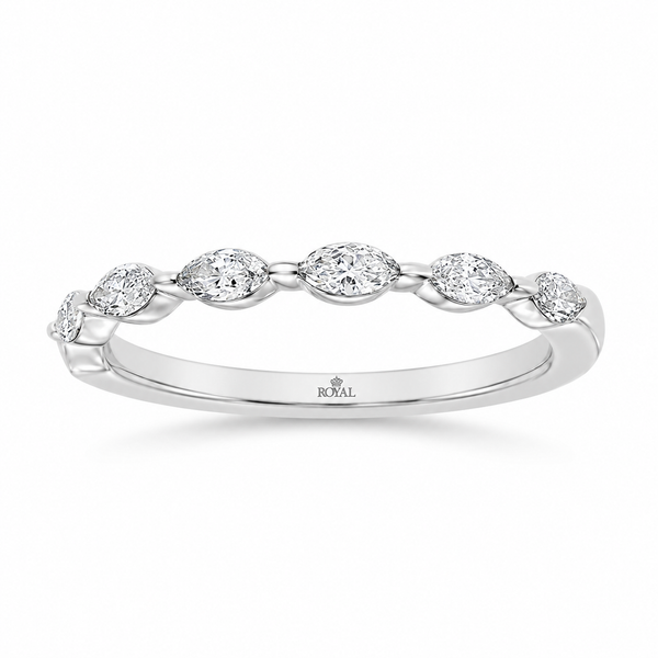 14K white gold marquise diamond wedding band, 0.42ctw marquise diamond band, white gold marquise diamond ring, marquise diamo