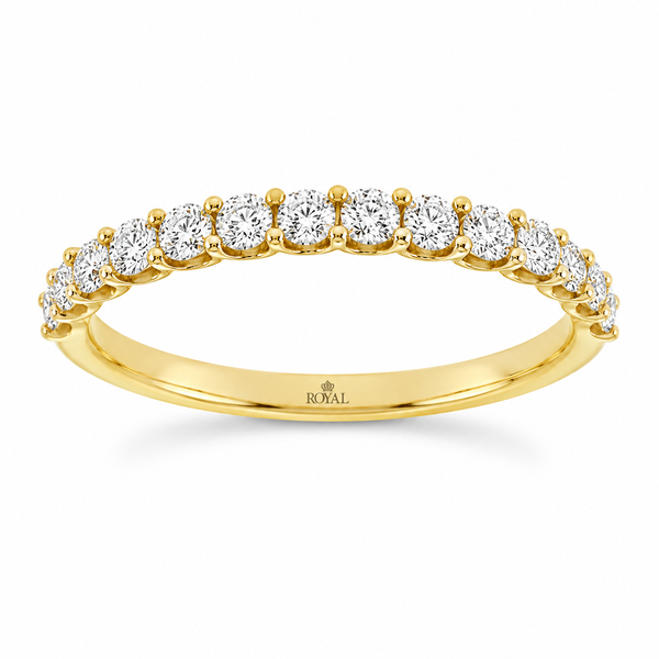 14K yellow gold graduated diamond wedding band, graduated round diamond band, 0.42ctw diamond wedding band, yellow gold diamo
