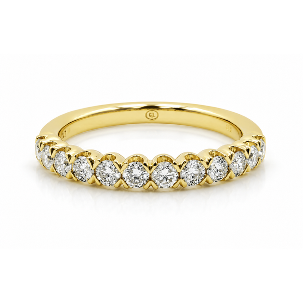 14K yellow gold diamond wedding band, 0.40ctw round diamond band, yellow gold diamond wedding ring, round diamond half annive