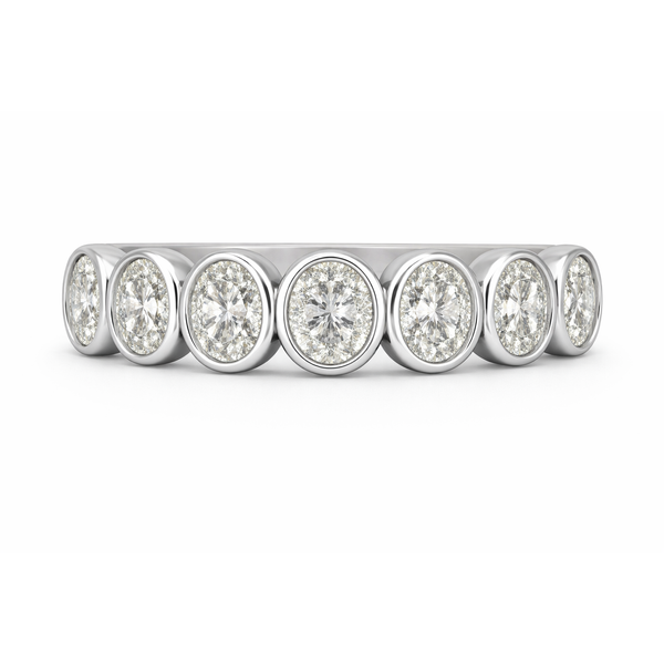 18K White Gold 1.02TW Vertical Bezel Set Oval Diamond Anniversary Ring Gary J. Long Jewelers Stockton, CA