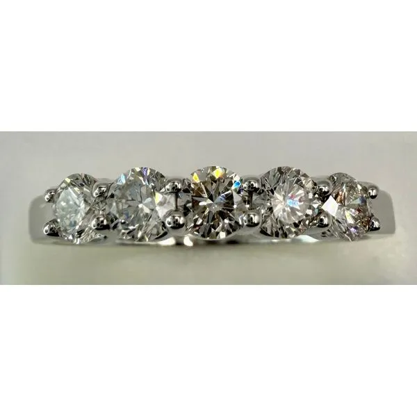 14K White Gold 5-Stone Diamond Anniversary Band Gary J. Long Jewelers Stockton, CA