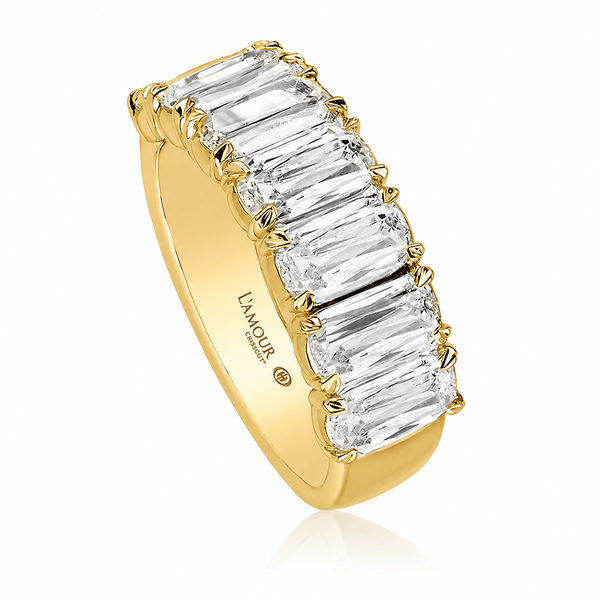 18K yellow gold diamond anniversary band, Christopher Designs diamond anniversary ring, Crisscut collection diamond band, 2.1