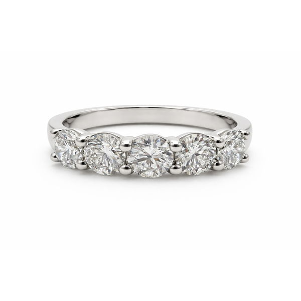 14K White Gold 5-Stone Lab Grown Diamond Band Gary J. Long Jewelers Stockton, CA