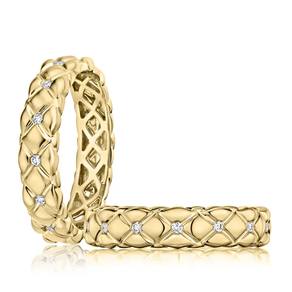 14K Yellow Gold Quilted Diamond Band Gary J. Long Jewelers Stockton, CA