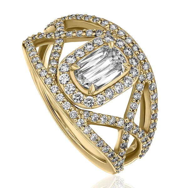 14K Yellow Gold L'Amour Diamond "X" Halo Fashion Ring Gary J. Long Jewelers Stockton, CA