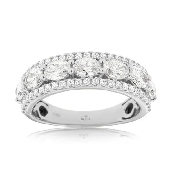 14K White Gold Oval and Round Diamond Fashion Ring Gary J. Long Jewelers Stockton, CA