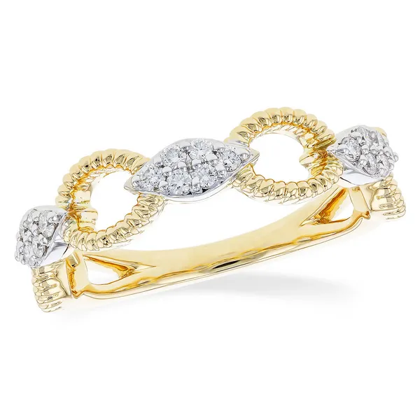 14K Yellow Gold Diamond Cluster Rope Link Ring Gary J. Long Jewelers Stockton, CA