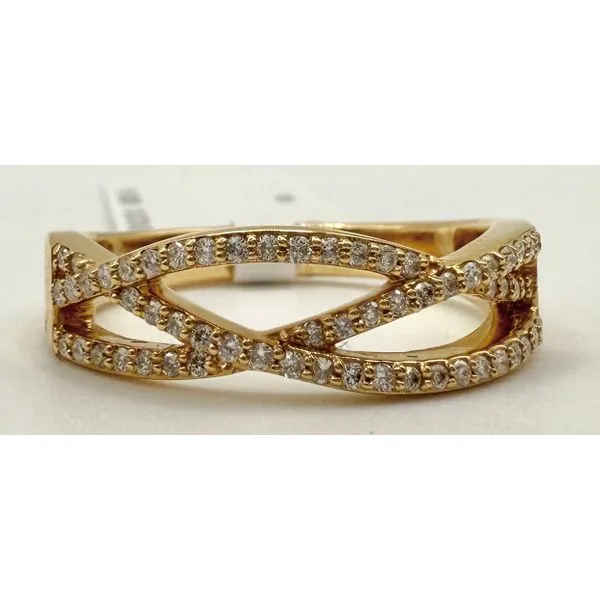 14K Yellow Gold Diamond Crossover Band Ring Gary J. Long Jewelers Stockton, CA
