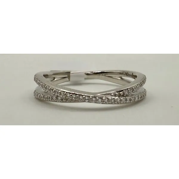 14K White Gold Diamond "X" Band Ring Gary J. Long Jewelers Stockton, CA