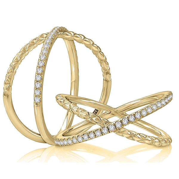 14K Yellow Gold Diamond Quilted Fashion Ring Image 2 Gary J. Long Jewelers Stockton, CA