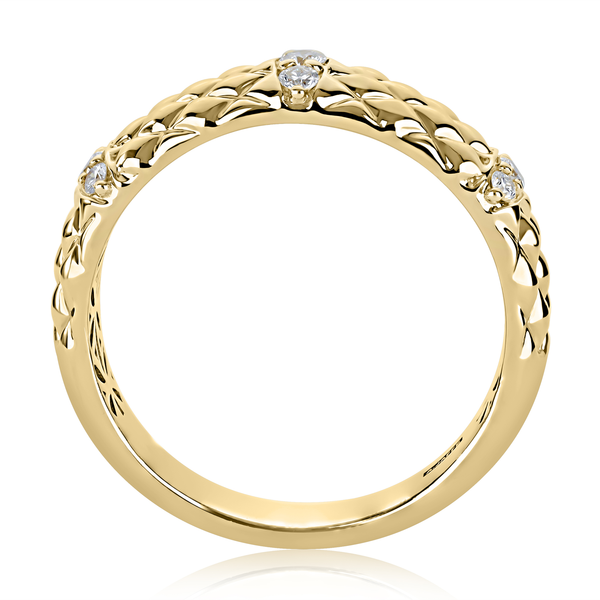 14K Yellow Gold Quilted Diamond Band Image 3 Gary J. Long Jewelers Stockton, CA