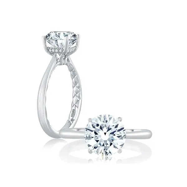 18K White Gold Engagement Ring with 0.06ct Round VS2 G-H Diamonds Gary J. Long Jewelers Stockton, CA