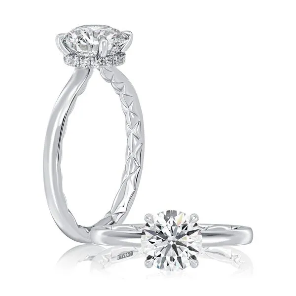 18K White Gold Engagement Ring with 0.06ct Round VS2 G-H Diamonds Gary J. Long Jewelers Stockton, CA