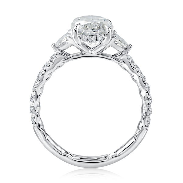 18k White Gold Cadillac Accented Diamond Engagement Ring Setting (does not include center stone) Image 3 Gary J. Long Jewelers Stockton, CA