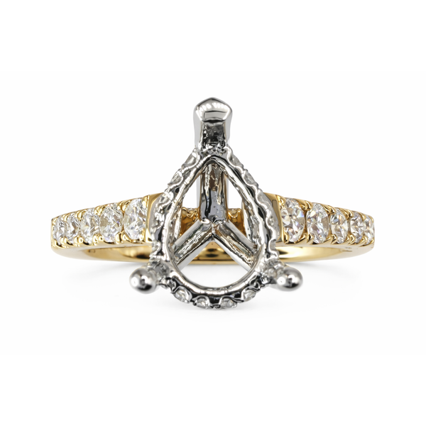 14KTT ACCENTED DIAMOND SEMI-MOUNT - APPROX 9x6 PEAR Gary J. Long Jewelers Stockton, CA