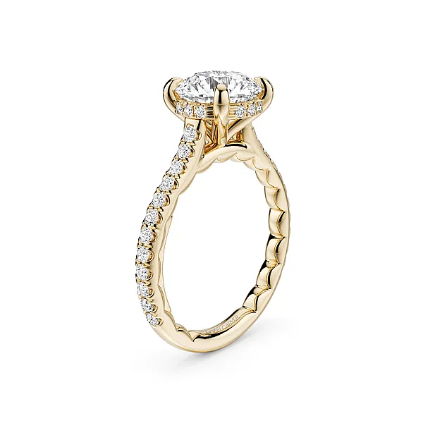 14K Yellow Gold Bead Set Hidden Halo Diamond Semi-Mount Ring Image 2 Gary J. Long Jewelers Stockton, CA