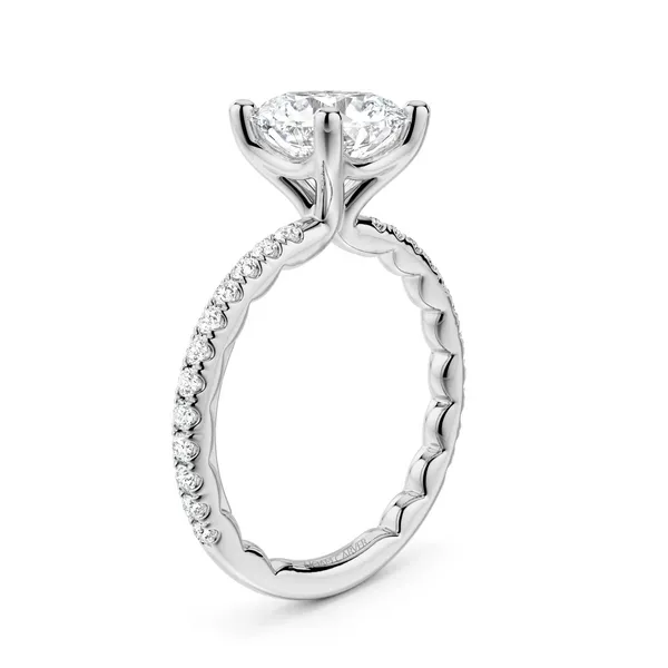 14K White Gold Bead Set Diamond Semi-Mount Ring Image 2 Gary J. Long Jewelers Stockton, CA