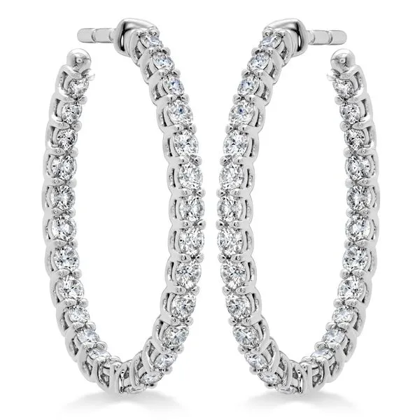 18K White Gold Signature Oval Hoop Earrings Gary J. Long Jewelers Stockton, CA