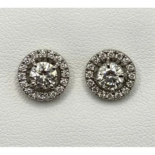14KW DIAMOND HALO STUD EARRINGS Gary J. Long Jewelers Stockton, CA