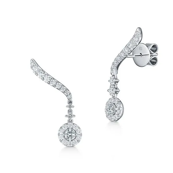 18K White Gold Hearts On Fire Drop Dangle Earrings Gary J. Long Jewelers Stockton, CA