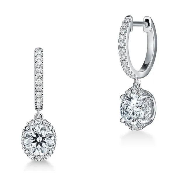 18K White Gold Diamond Leverback Dangle Earrings Gary J. Long Jewelers Stockton, CA