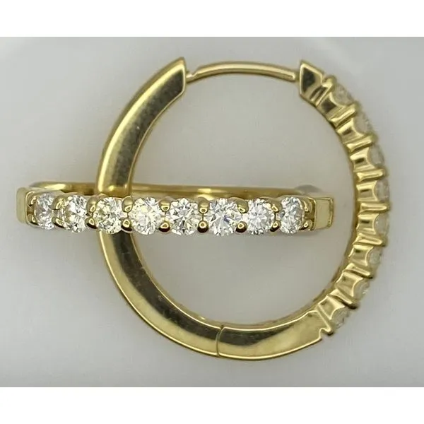 14K Yellow Gold Round Diamond Hoop Earrings Gary J. Long Jewelers Stockton, CA