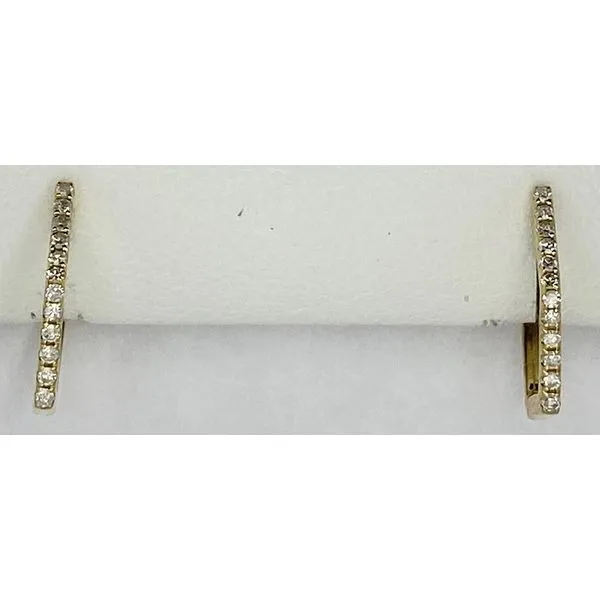 14K Yellow Gold Diamond Hexagon Huggie Earrings Gary J. Long Jewelers Stockton, CA