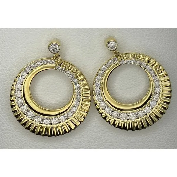 14K Tri-Tone Diamond Dangle Earrings Gary J. Long Jewelers Stockton, CA