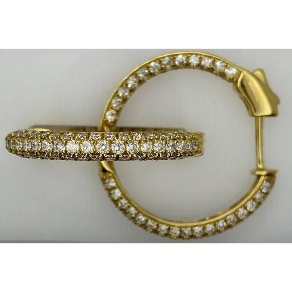 14K Yellow Gold Diamond Inside Out Hoop Earrings Gary J. Long Jewelers Stockton, CA
