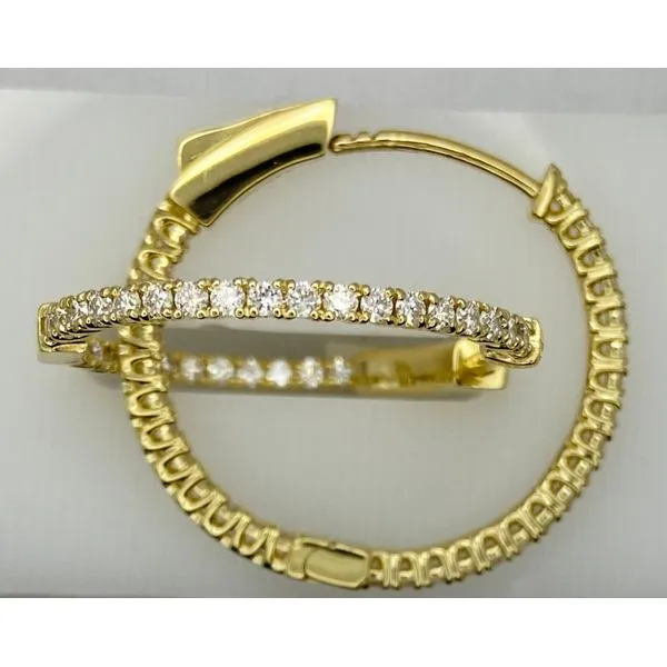 14K Yellow Gold Diamond Inside Out Hoop Earrings Gary J. Long Jewelers Stockton, CA
