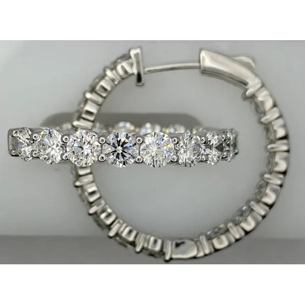 14K White Gold Diamond Inside Out Hoop Earrings Gary J. Long Jewelers Stockton, CA