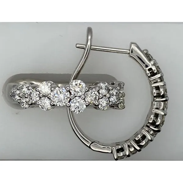 14K White Gold Diamond Cluster Hoop Earrings Gary J. Long Jewelers Stockton, CA