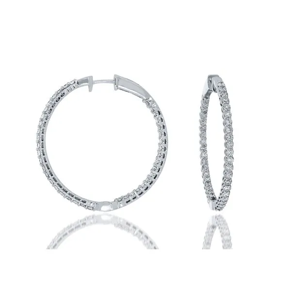 14K White Gold Round Lab Grown Inside Out Diamond Hoop Earrings Gary J. Long Jewelers Stockton, CA