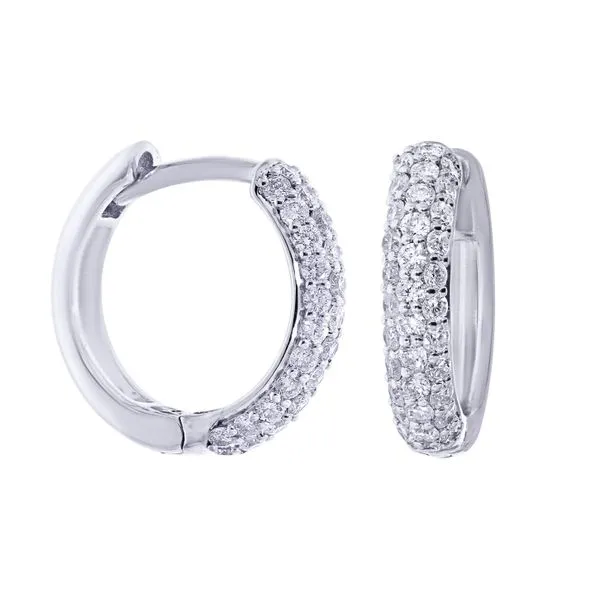 14K White Gold Lab Grown Diamond Huggie Earrings Gary J. Long Jewelers Stockton, CA